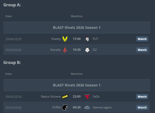 Blast Rivals S1 matchup