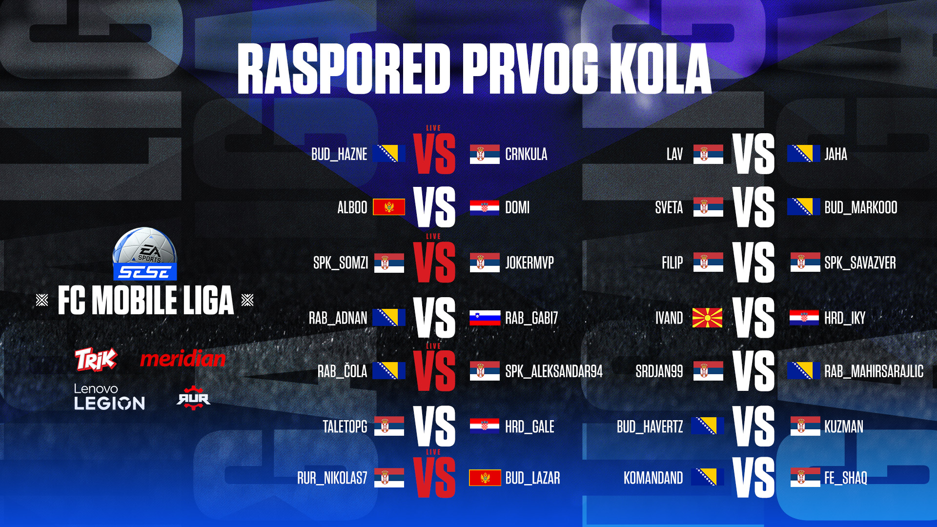 SESE FC Mobile Liga 1 kolo raspored Gledajte prvo kolo SESE FC Mobile lige 28.12. od 19:00!